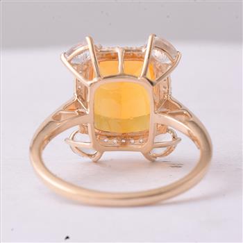 9K Gold 3.88 Ct Octagon Fire Opal Ring 7 US Ring Size