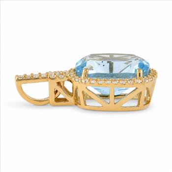 9K Gold 3.90 Ct Cushion Blue Topaz Pendant