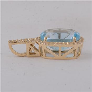 9K Gold 3.90 Ct Cushion Blue Topaz Pendant