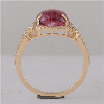 9K Gold 3.93 Ct Cushion Tourmaline Ring 7 US Ring Size