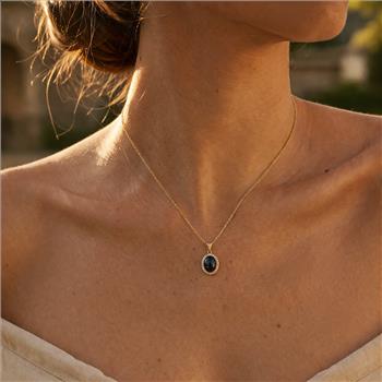 9K Gold 3.97 Ct Oval Sapphire Pendant