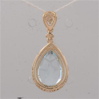 9K Gold 3.97 Ct Pear Aquamarine Pendant