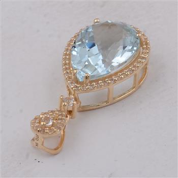 9K Gold 3.97 Ct Pear Aquamarine Pendant
