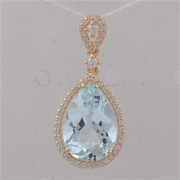 9K Gold 3.97 Ct Pear Aquamarine Pendant