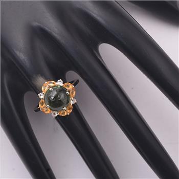 9K Gold 3.97 Ct Round Tourmaline Ring 7 US Ring Size