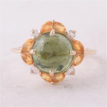 9K Gold 3.97 Ct Round Tourmaline Ring 7 US Ring Size