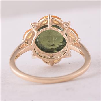 9K Gold 3.97 Ct Round Tourmaline Ring 7 US Ring Size