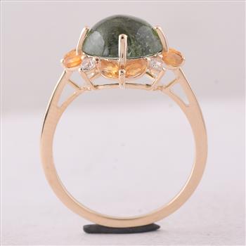 9K Gold 3.97 Ct Round Tourmaline Ring 7 US Ring Size