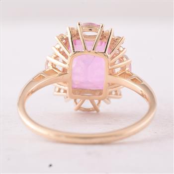 9K Gold 3.98 Ct Octagon Pink Topaz Ring  7 US Ring Size
