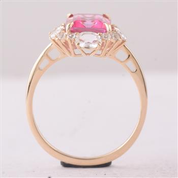9K Gold 3.98 Ct Octagon Pink Topaz Ring 7 US Ring Size