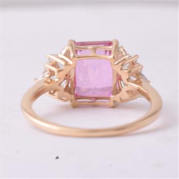 9K Gold 3.99 Ct Octagon Pink Topaz Ring 7 US Ring Size