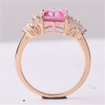 9K Gold 3.99 Ct Octagon Pink Topaz Ring 7 US Ring Size