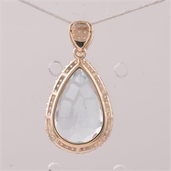 9K Gold 4.01 Ct Pear Aquamarine Pendant