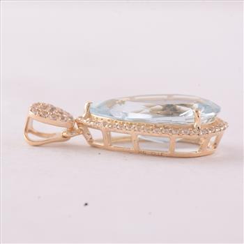 9K Gold 4.01 Ct Pear Aquamarine Pendant