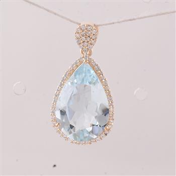 9K Gold 4.01 Ct Pear Aquamarine Pendant