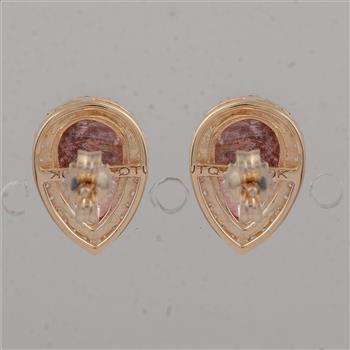 9K Gold 4.02 Ct Pear Pink Tourmaline Earrings