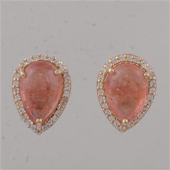 9K Gold 4.02 Ct Pear Pink Tourmaline Earrings