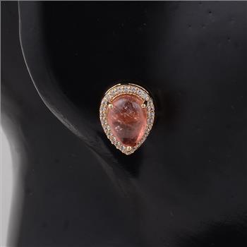 9K Gold 4.02 Ct Pear Pink Tourmaline Earrings