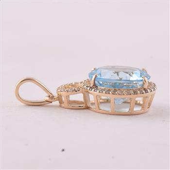9K Gold 4.10 Ct Round Blue Topaz Pendant