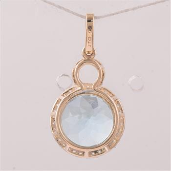9K Gold 4.10 Ct Round Blue Topaz Pendant