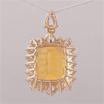 9K Gold 4.14 Ct Cushion Fire Opal Pendant