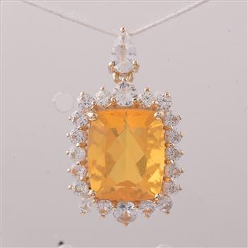 9K Gold 4.14 Ct Cushion Fire Opal Pendant