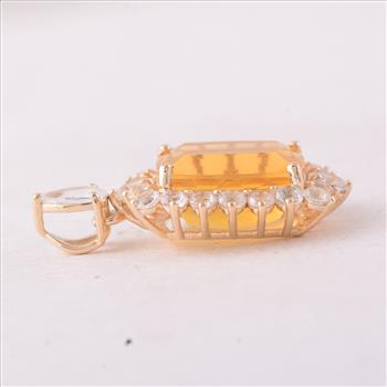 9K Gold 4.14 Ct Cushion Fire Opal Pendant