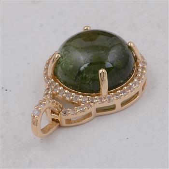 9K Gold 4.22 Ct Round Tourmaline Pendant