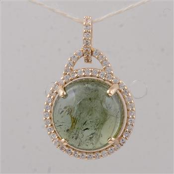 9K Gold 4.22 Ct Round Tourmaline Pendant
