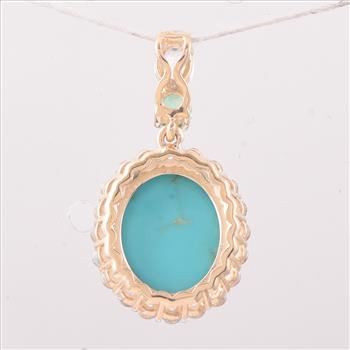 9K Gold 4.24 Ct Oval Turquoise Pendant