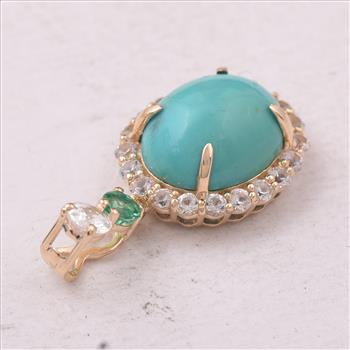 9K Gold 4.24 Ct Oval Turquoise Pendant