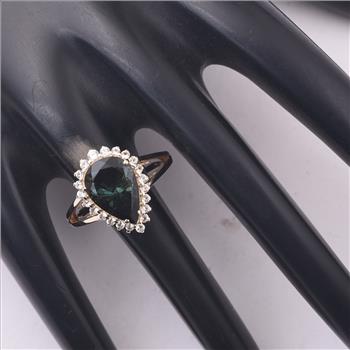 9K Gold 4.24 Ct Pear Tourmaline Ring 7 US Ring Size