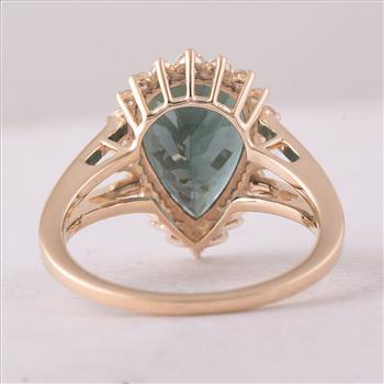 9K Gold 4.24 Ct Pear Tourmaline Ring 7 US Ring Size
