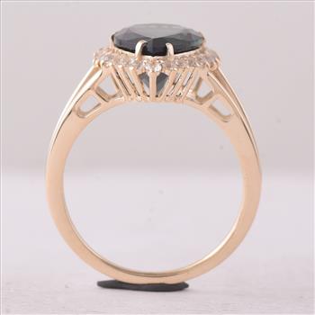 9K Gold 4.24 Ct Pear Tourmaline Ring 7 US Ring Size