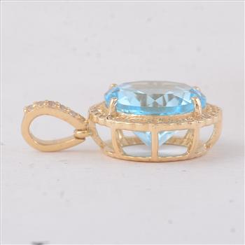 9K Gold 4.33 Ct Round Blue Topaz Pendant