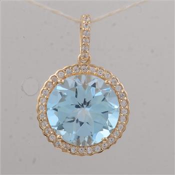 9K Gold 4.33 Ct Round Blue Topaz Pendant