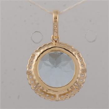 9K Gold 4.33 Ct Round Blue Topaz Pendant