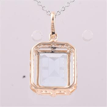 9K Gold 4.41 Ct Octagon Blue Topaz Pendant