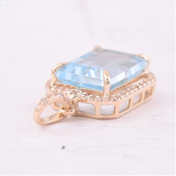 9K Gold 4.41 Ct Octagon Blue Topaz Pendant