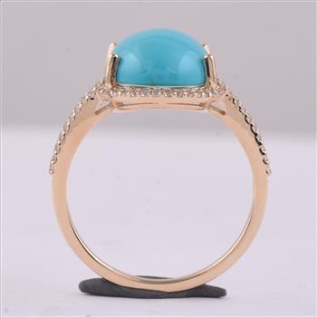 9K Gold 4.42 Ct Oval Turquoise Ring 7 US Ring Size