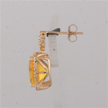 9K Gold 4.47 Ct Cushion B.R Fire Opal Earrings