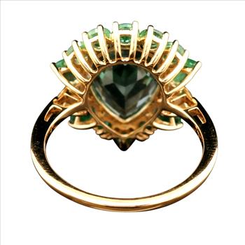 9K Gold 4.54 Ct Pear Aquamarine Ring 7 US Ring Size