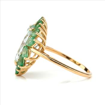9K Gold 4.54 Ct Pear Aquamarine Ring 7 US Ring Size
