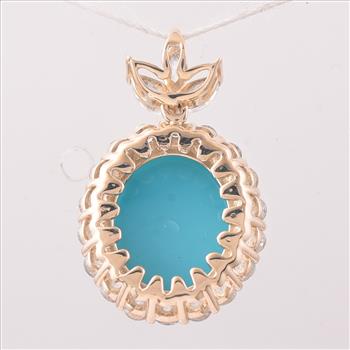 9K Gold 4.60 Ct Oval Turquoise Pendant