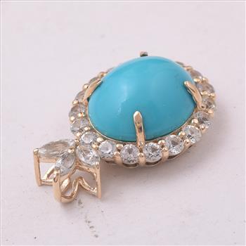 9K Gold 4.60 Ct Oval Turquoise Pendant
