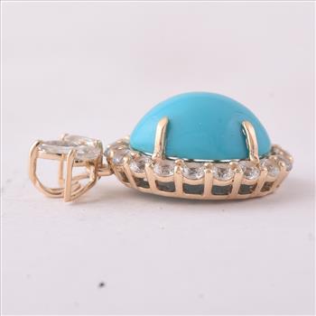 9K Gold 4.60 Ct Oval Turquoise Pendant