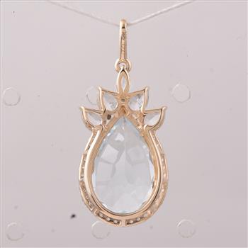 9K Gold 4.68 Ct Pear Aquamarine Pendant