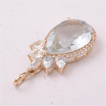 9K Gold 4.68 Ct Pear Aquamarine Pendant