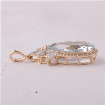 9K Gold 4.68 Ct Pear Aquamarine Pendant