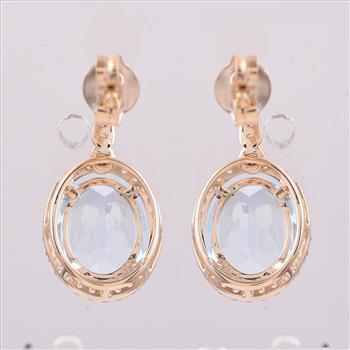 9K Gold 4.75 Ct Oval Blue Topaz Earrings
